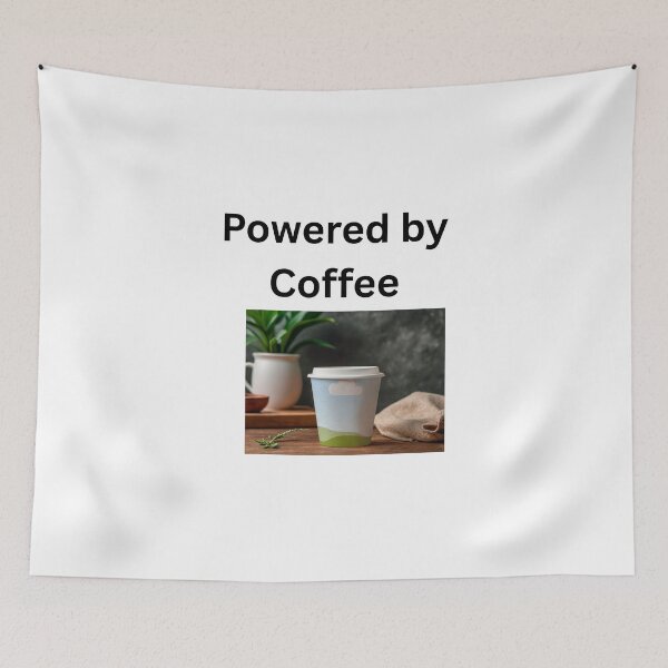 Item preview, Powered by Coffee T-shirt - Cute Coffee Lover Gift designed and sold by TheCustomClub.