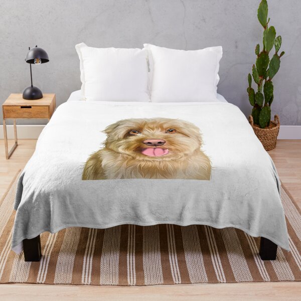 Artikelvorschau, Cute Fluffy Goldendoodle Dog Portrait Illustration entworfen und verkauft von onebystudio.