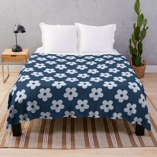 Item preview, Navy Blue Floral Pattern | Ice Blue and Navy Flowers Pattern | Retro Navy Floral Design | Preppy Retro Ice Blue Daisies | Coquette Navy and Ice Blue Floral Pattern designed and sold by VivaFy.