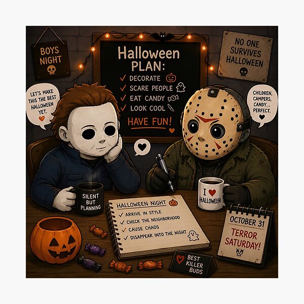 Item preview, Jason & Michael - Halloween Planning Committee designed and sold by The Funky Sprunki.