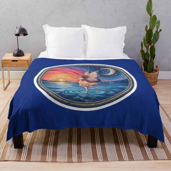 Item preview, Sunset and Moonlit Ocean Fairy Celestial Embroidered Patch Style Sticker designed and sold by Azurart2.