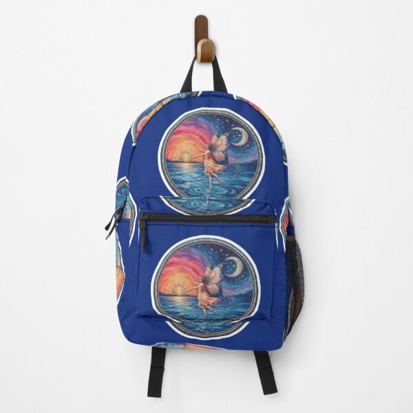 Item preview, Sunset and Moonlit Ocean Fairy Celestial Embroidered Patch Style Sticker designed and sold by Azurart2.