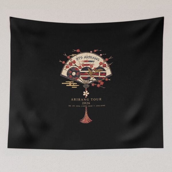 Item preview, BTS Arirang Korean Folding Fan Cherry Blossom Tour 2026 Red Black Kpop Concert ARMY Fan designed and sold by Kovav.