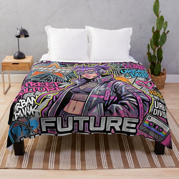 Item preview, Y2K Urban Attitude Future Vibrations Cyberpunk Anime Streetwear designed and sold by RAMIX-Y2K.