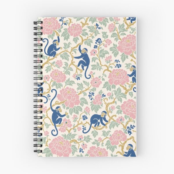 Item preview, Chinoiserie Monkey and Peony Seamless Pattern | Blue Green Chinoiserie Wallpaper designed and sold by StickyGuys.