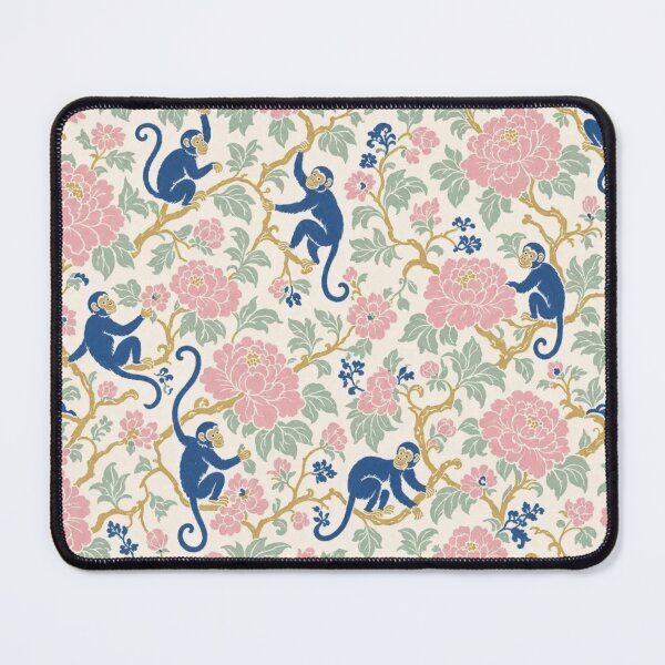 Item preview, Chinoiserie Monkey and Peony Seamless Pattern | Blue Green Chinoiserie Wallpaper designed and sold by StickyGuys.