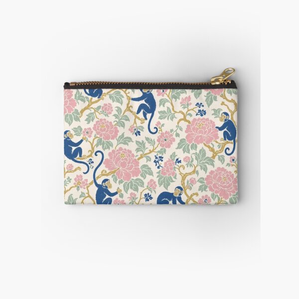 Item preview, Chinoiserie Monkey and Peony Seamless Pattern | Blue Green Chinoiserie Wallpaper designed and sold by StickyGuys.