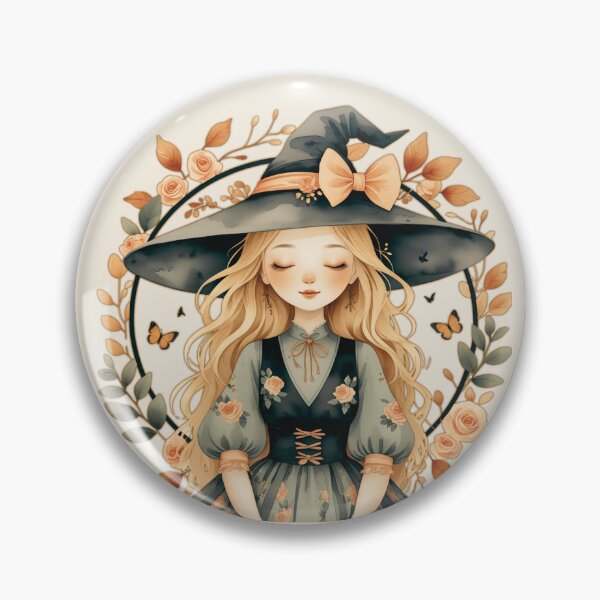 Item preview, Cute Floral Autumn Witch - Vintage Cottagecore Whimsigoth Halloween designed and sold by AOCollections.