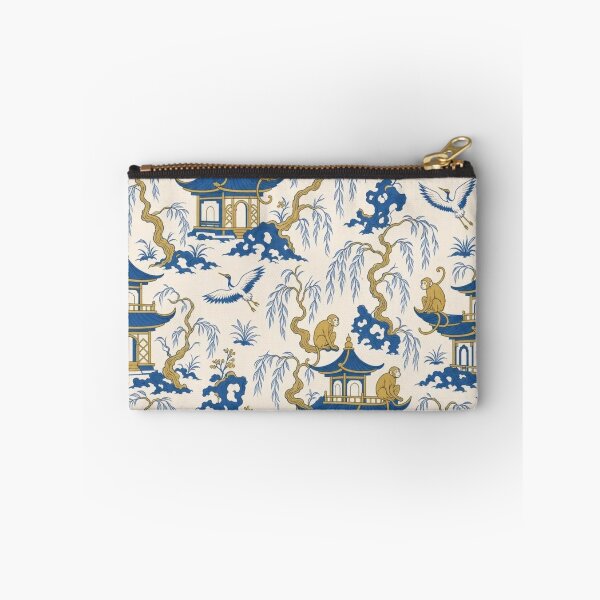 Item preview, Chinoiserie Monkey Pagoda Seamless Pattern | Blue and White Chinoiserie Wallpaper designed and sold by StickyGuys.
