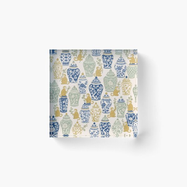 Item preview, Chinoiserie Monkey Ginger Jar Seamless Pattern | Grandmillennial Chinoiserie Decor designed and sold by StickyGuys.