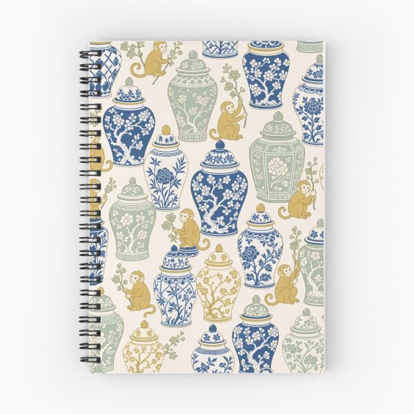 Item preview, Chinoiserie Monkey Ginger Jar Seamless Pattern | Grandmillennial Chinoiserie Decor designed and sold by StickyGuys.