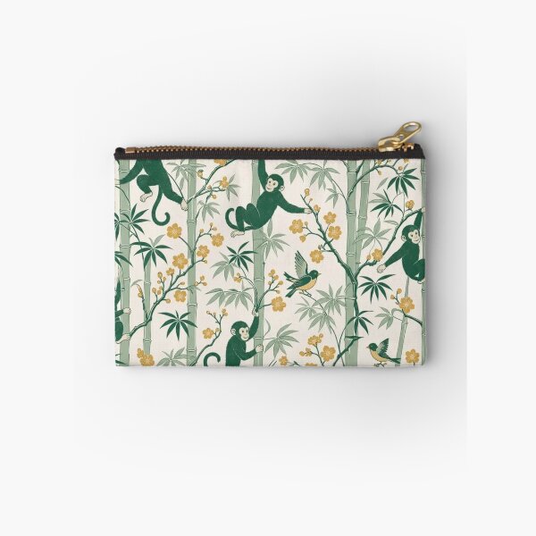 Item preview, Chinoiserie Monkey Bamboo Seamless Pattern | Green Chinoiserie Silk Wallpaper designed and sold by StickyGuys.