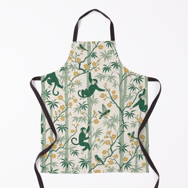 Item preview, Chinoiserie Monkey Bamboo Seamless Pattern | Green Chinoiserie Silk Wallpaper designed and sold by StickyGuys.