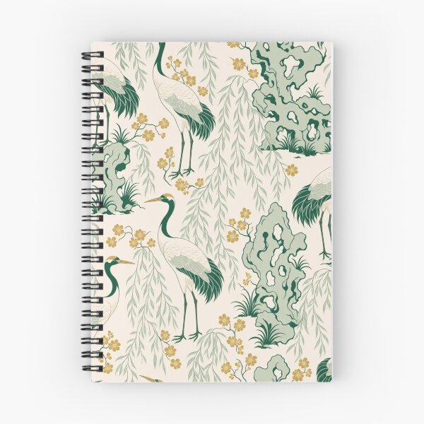 Item preview, Green Chinoiserie Crane Willow Seamless Pattern | Celadon Chinoiserie Wallpaper designed and sold by StickyGuys.