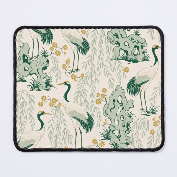 Item preview, Green Chinoiserie Crane Willow Seamless Pattern | Celadon Chinoiserie Wallpaper designed and sold by StickyGuys.