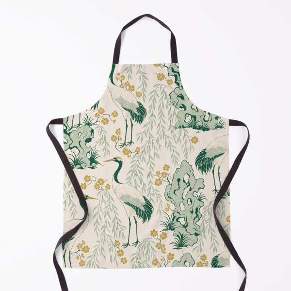Item preview, Green Chinoiserie Crane Willow Seamless Pattern | Celadon Chinoiserie Wallpaper designed and sold by StickyGuys.