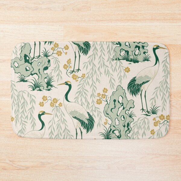 Item preview, Green Chinoiserie Crane Willow Seamless Pattern | Celadon Chinoiserie Wallpaper designed and sold by StickyGuys.
