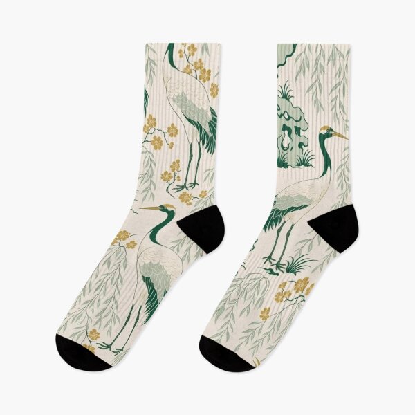 Item preview, Green Chinoiserie Crane Willow Seamless Pattern | Celadon Chinoiserie Wallpaper designed and sold by StickyGuys.