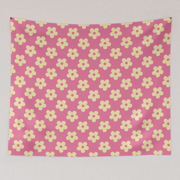 Item preview, Pink Floral Pattern | Cream and Rose Pink Flowers Pattern | Preppy Retro Cream Daisies | Coquette Pink and Cream Floral | Vintage Soft Pink and Butter Yellow Floral Pattern designed and sold by VivaFy.