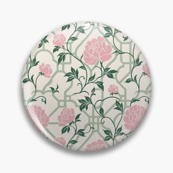 Item preview, Green Chinoiserie Peony Trellis Seamless Pattern | Celadon Floral Chinoiserie designed and sold by StickyGuys.