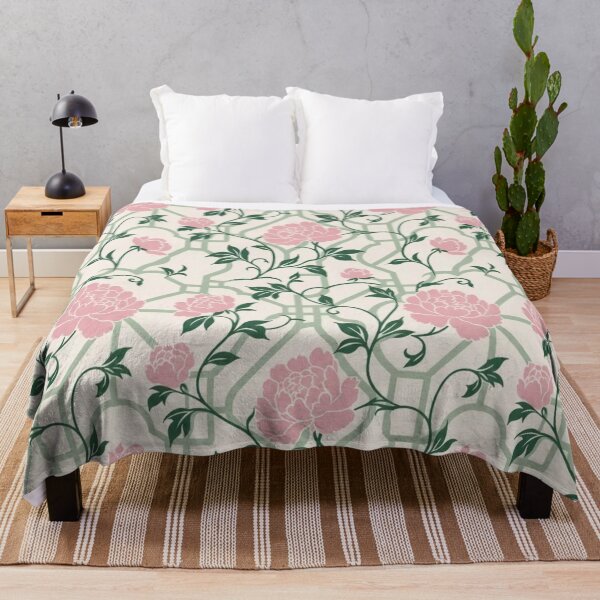 Item preview, Green Chinoiserie Peony Trellis Seamless Pattern | Celadon Floral Chinoiserie designed and sold by StickyGuys.