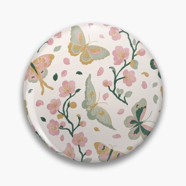 Item preview, Green Chinoiserie Butterfly Blossom Seamless Pattern | Celadon Silk Chinoiserie designed and sold by StickyGuys.