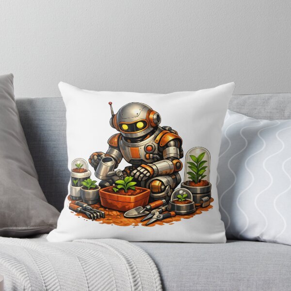 Item preview, Retro Sci-Fi Robot Gardener on Mars | Vintage Futuristic Botanical Illustration designed and sold by builtforyou.