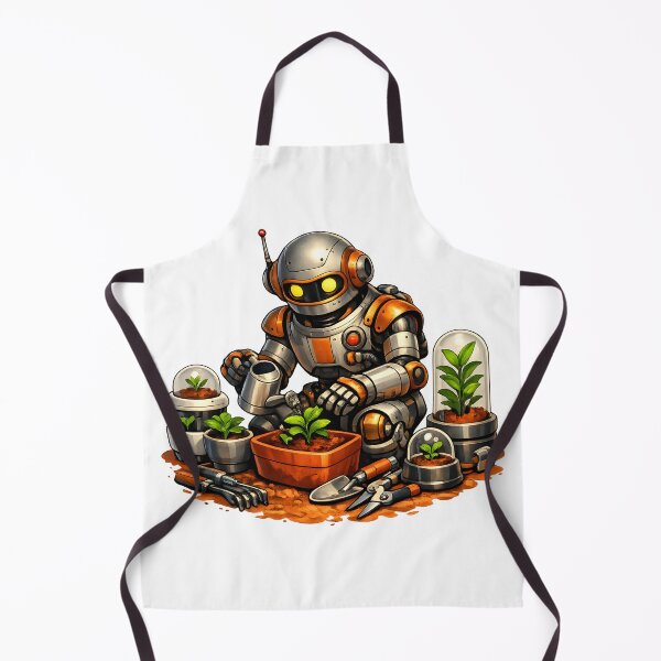 Item preview, Retro Sci-Fi Robot Gardener on Mars | Vintage Futuristic Botanical Illustration designed and sold by builtforyou.