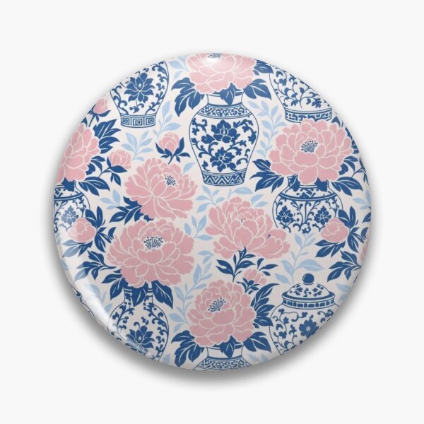 Item preview, Chinoiserie Ginger Jar Peony Seamless Pattern | Blue and White Porcelain Wallpaper designed and sold by StickyGuys.