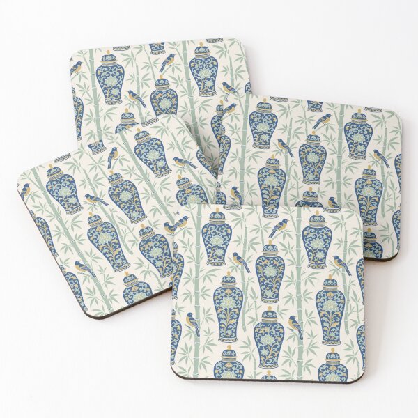 Item preview, Chinoiserie Ginger Jar Bamboo Seamless Pattern | Blue Green Chinoiserie Decor designed and sold by StickyGuys.