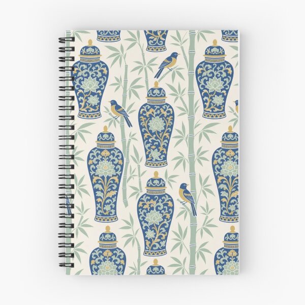 Item preview, Chinoiserie Ginger Jar Bamboo Seamless Pattern | Blue Green Chinoiserie Decor designed and sold by StickyGuys.