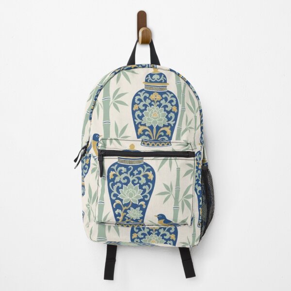 Item preview, Chinoiserie Ginger Jar Bamboo Seamless Pattern | Blue Green Chinoiserie Decor designed and sold by StickyGuys.