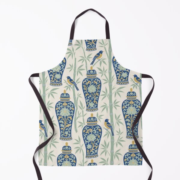 Item preview, Chinoiserie Ginger Jar Bamboo Seamless Pattern | Blue Green Chinoiserie Decor designed and sold by StickyGuys.