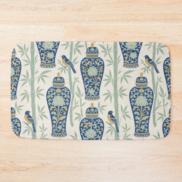 Item preview, Chinoiserie Ginger Jar Bamboo Seamless Pattern | Blue Green Chinoiserie Decor designed and sold by StickyGuys.