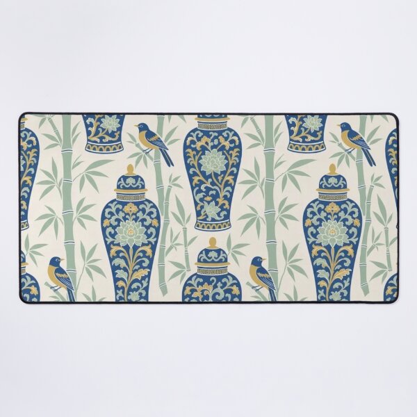 Item preview, Chinoiserie Ginger Jar Bamboo Seamless Pattern | Blue Green Chinoiserie Decor designed and sold by StickyGuys.