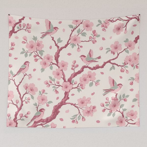 Item preview, Pink Chinoiserie Blossom Bird Seamless Pattern | Blush Chinoiserie Wallpaper designed and sold by StickyGuys.