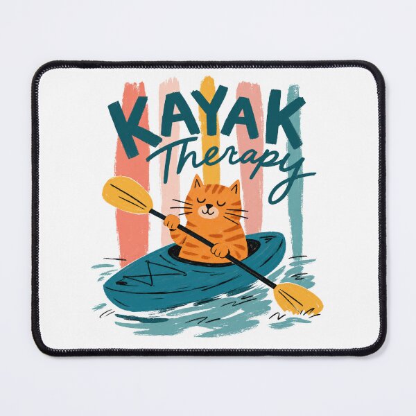 Item preview, Kayak Therapy Cat | Cute Retro Kayaking Cat Outdoor Adventure Design designed and sold by GroveLaneCreative.