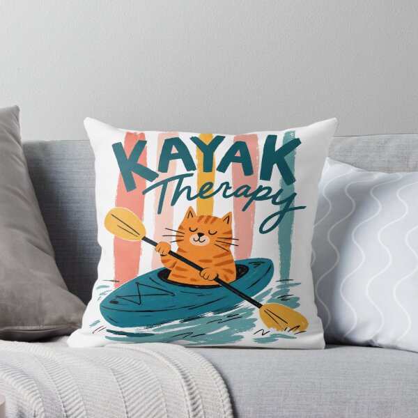 Item preview, Kayak Therapy Cat | Cute Retro Kayaking Cat Outdoor Adventure Design designed and sold by GroveLaneCreative.