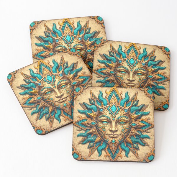 Item preview, Layered Geometric Turquoise Gemstone Sun designed and sold by scicilysimonee.