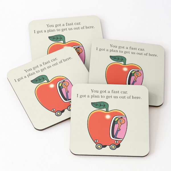 Item preview, Fast Car Apple Car Driving Tracy Chapman Quote Whimsical Escape Richard Scarry designed and sold by modoodles357.