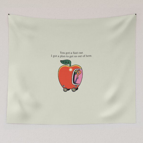 Item preview, Fast Car Apple Car Driving Tracy Chapman Quote Whimsical Escape Richard Scarry designed and sold by modoodles357.