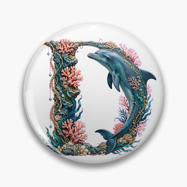 Item preview, Letter D Ocean - Jumping Dolphin and Pink Corals designed and sold by FantasyPearl.