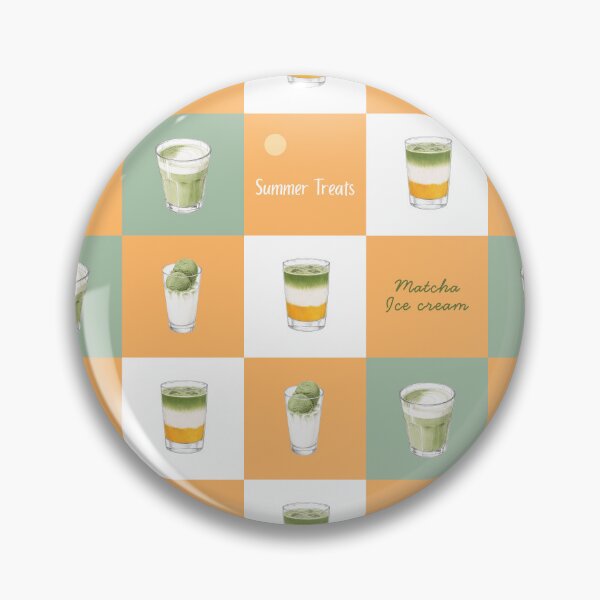 Item preview, Matcha Summer Treats Pattern – Cute Matcha-themed Drink Grid designed and sold by NNhu.
