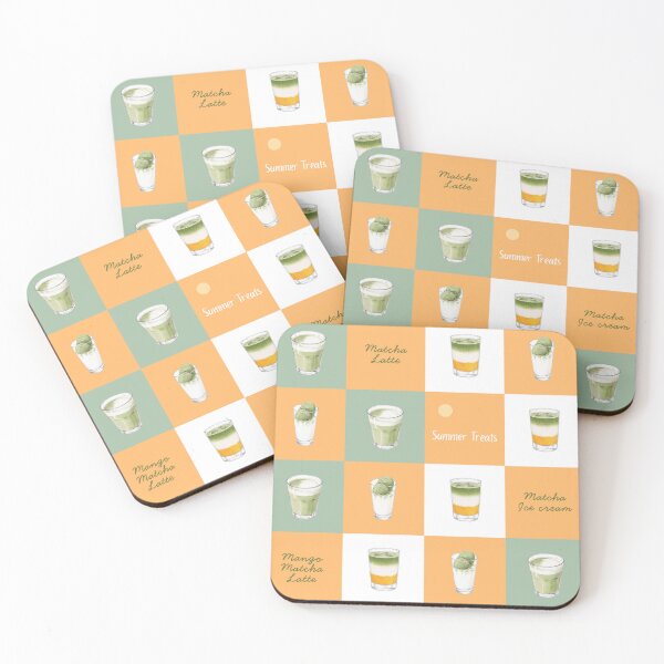 Item preview, Matcha Summer Treats Pattern – Cute Matcha-themed Drink Grid designed and sold by NNhu.
