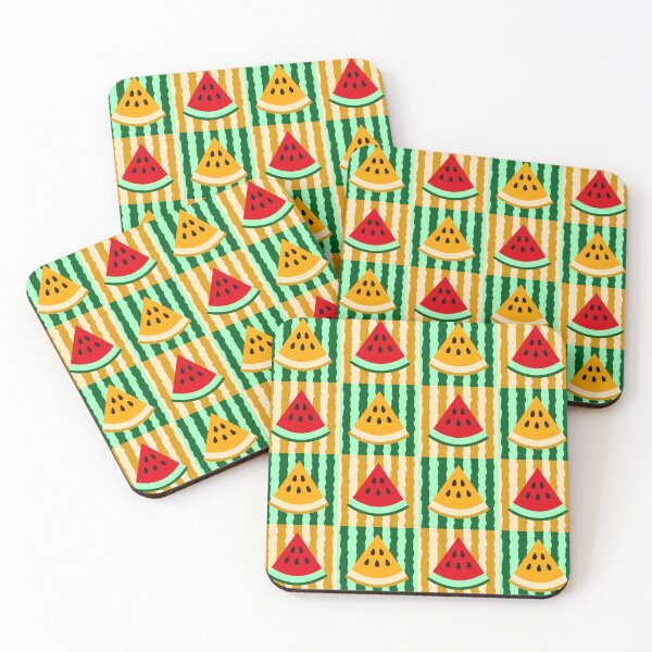 Item preview, Summer Vibes Watermelon Grid Pattern on Striped Background designed and sold by ratihms.art.