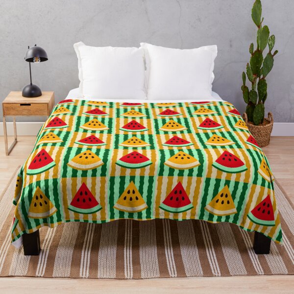 Item preview, Summer Vibes Watermelon Grid Pattern on Striped Background designed and sold by ratihms.art.