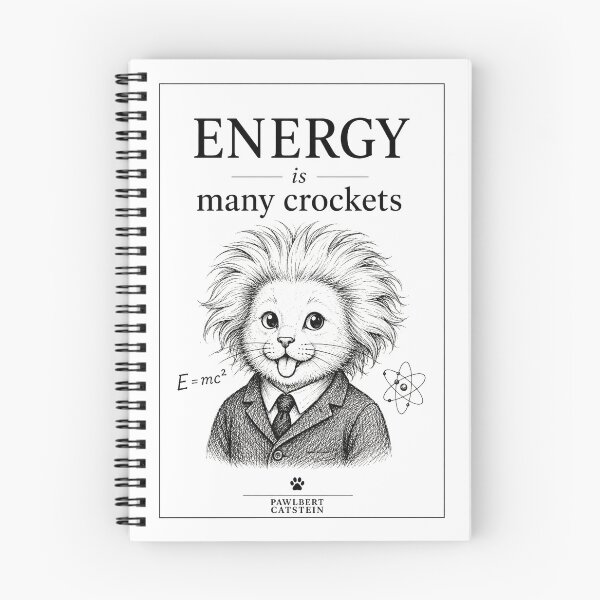 Item preview, Cat Einstein Energy Is Many Crockets Funny Surreal Book Cover Art designed and sold by cozydrops.