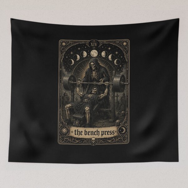 Item preview, Gothic Skeleton Weightlifting Tarot Card Gym Art designed and sold by snowry.