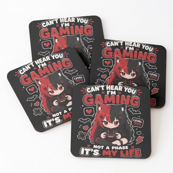 Item preview, Can’t Hear You I’m Gaming – Cute Gothic Anime Gamer Girl designed and sold by Revyra Design .
