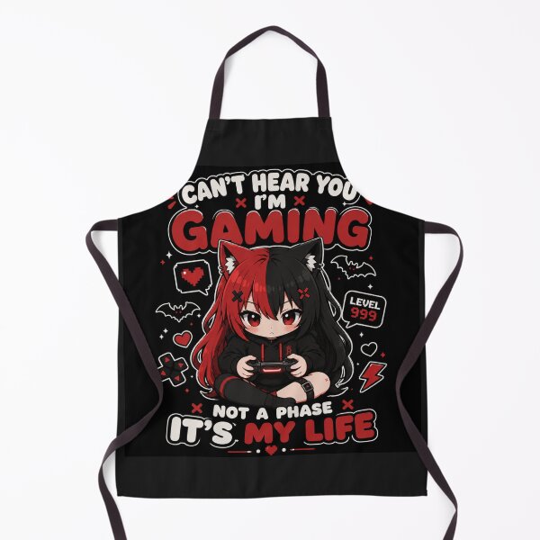 Item preview, Can’t Hear You I’m Gaming – Cute Gothic Anime Gamer Girl designed and sold by Revyra Design .